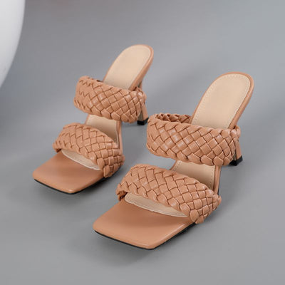 Pantuflas Elegantes de Tacón Alto para Mujer con Punta Cuadrada - Image 5