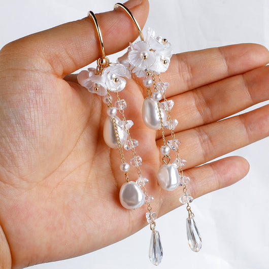 Aretes de Plata 925 Flor con Perla Estilo Coreano - Image 12