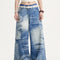 Jeans Anchos Retro Estampados para Mujer - Corte Suelto y Efecto Adelgazante