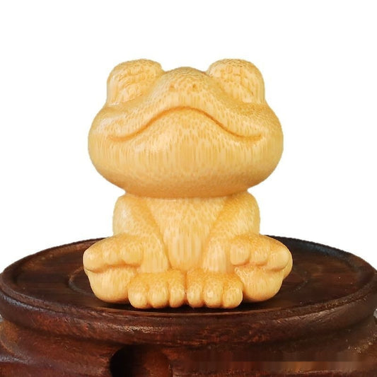 Ornamento de Rana Sonriente en Talla de Bambú Macizo - Image 2