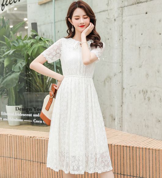 Falda Midi de Encaje Blanco Cintura Alta - Image 16