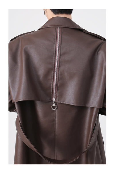 Abrigo Midi de PU con Cierre Metálico y Hombreras de Diseño - Image 5