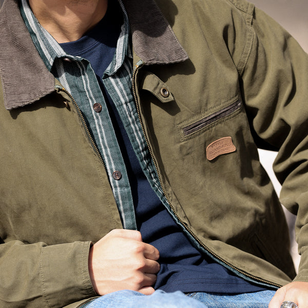 Chaqueta Retro de Lona Pesada con Solapa - Abrigo Clásico para Otoño