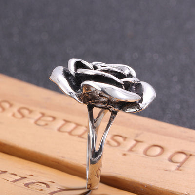 Anillo de Plata 925 Tallado Tridimensional con Diseño Vintage y Rosa Natural - Image 10