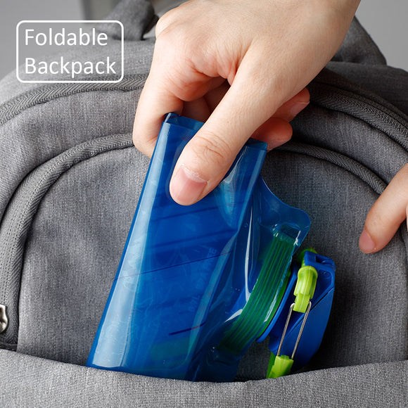Botella de Agua Plegable Portátil con Mosquetón para Camping y Deportes