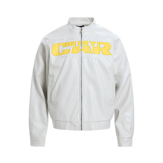 Chaqueta de Cuero PU Estilo Motociclista Americana con Parches - Image 5