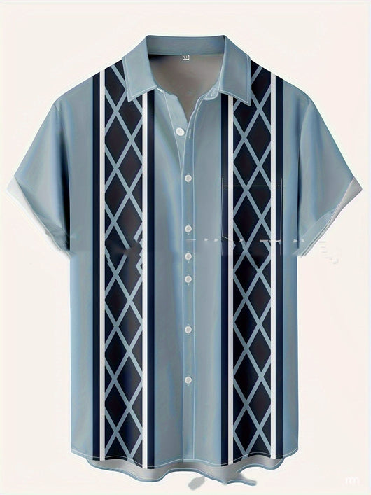 Camisa Casual con Cuello y Estampado 3D para Hombre - Image 12