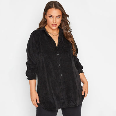 Camisa Suelta de Pana Lisa para Commuter - Image 8