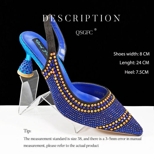 Tacones Altos Puntiagudos con Detalles Brillantes y Rayas - Image 4