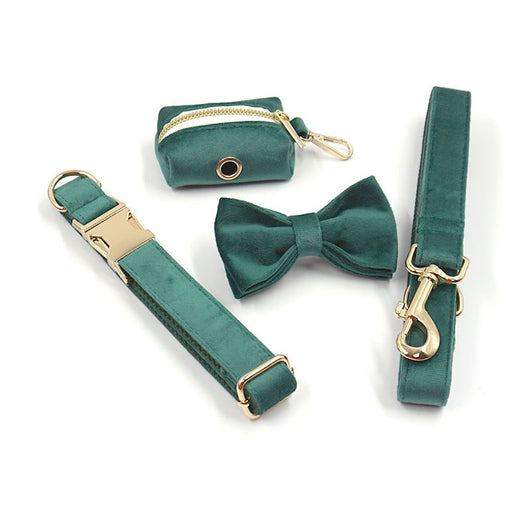Collar y Correa para Perro en Terciopelo Verde - Image 2