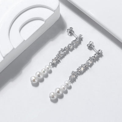 Aretes de Perla Brillante con Borla y Circonita Incrustada - Image 9