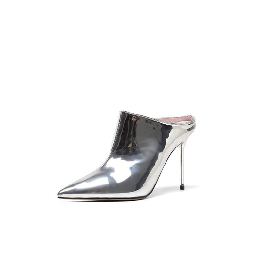 Tacones Stiletto Plateados con Punta Fina y Capellada de Cuero Charol - Image 7