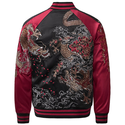 Chaqueta Beisbolera Hombre con Bordado de Dragón - Estilo Casual Reforzado - Image 3