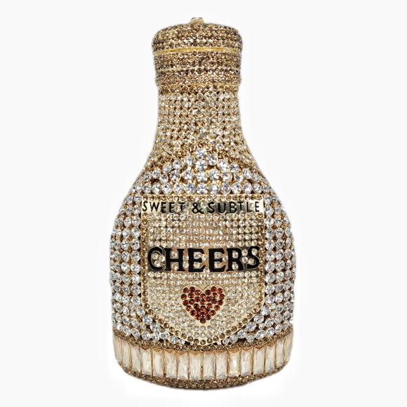 Clutch de Noche Champagne con Cristales Brillantes para Mujer