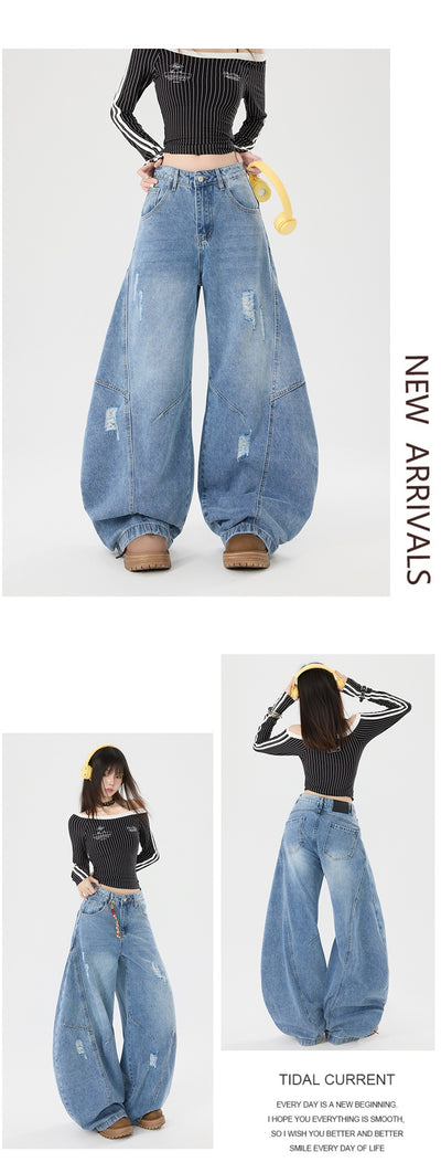 Pantalones Vaqueros Vintage Estilo Americano Bootcut Talle Ancho Lavado - Image 19
