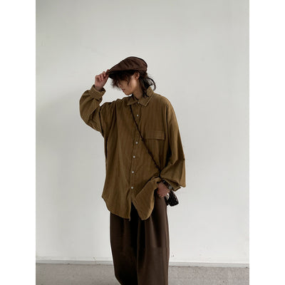 Camisa Suelta a Rayas Vintage Otoño - Image 4