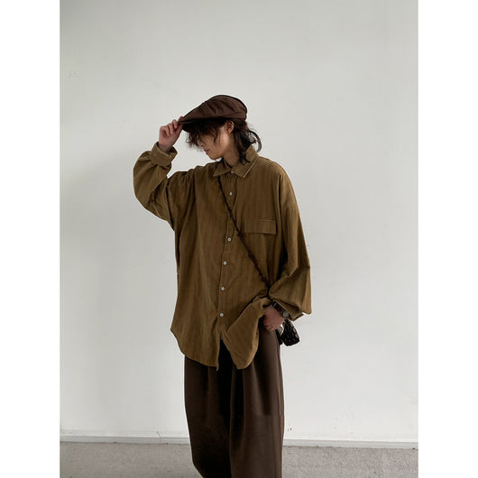 Camisa Suelta a Rayas Vintage Otoño - Image 4
