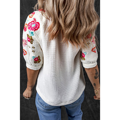 Blusa Casual Bordada en Chifón Multicolor - Estilo Primavera para Mujer - Image 5
