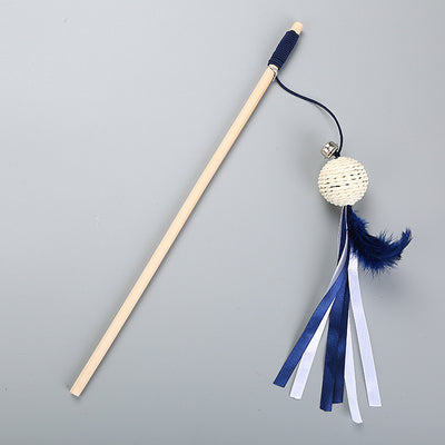 Juguete Interactivo de Pluma con Vara de Madera para Mascotas - Image 5