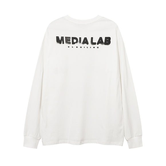 Sudadera Holgada Estampado Conejo Cuello Redondo Manga Larga