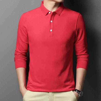 Polo Clásico de Manga Larga en Colores Sólidos - Comodidad y Estilo - Image 5