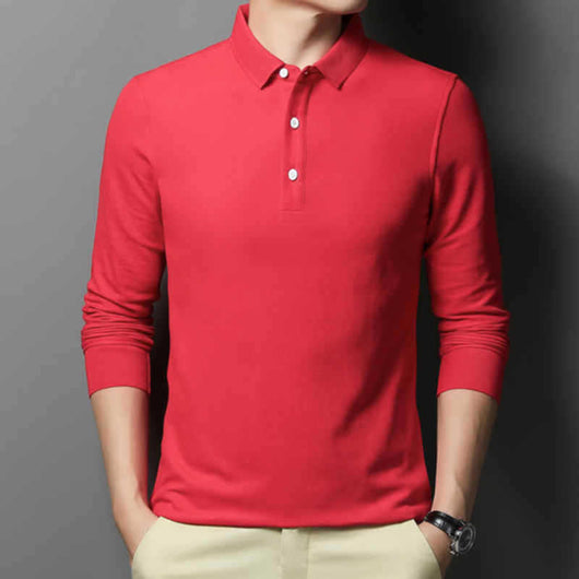 Polo Clásico de Manga Larga en Colores Sólidos - Comodidad y Estilo - Image 5