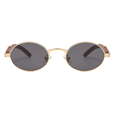 Gafas de Sol Retro Marco Redondo Pequeño con Textura Madera - Image 14