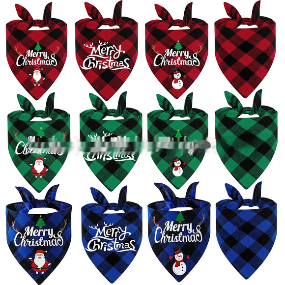 Pañuelo Triangular Navideño para Mascotas a Cuadros