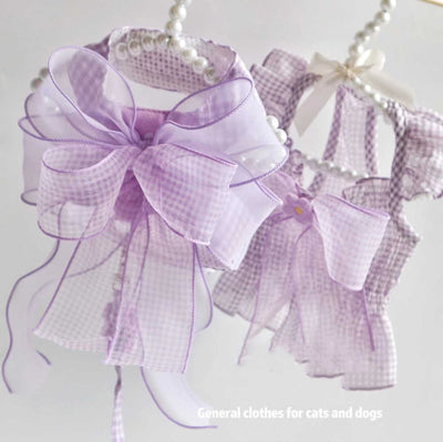 Ropa de Tracción a Cuadros Morados para Perros y Gatos - Image 3
