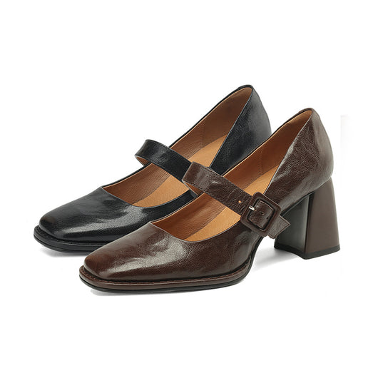 Zapatos Mary Jane de Ante de Oveja con Hebilla de Cuero Premium - Image 8
