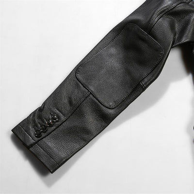 Blazer de Cuero Casual Abotonado Simple - Image 11