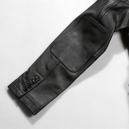 Blazer de Cuero Casual Abotonado Simple - Image 11
