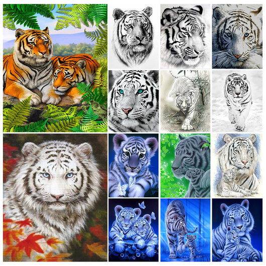 Cuadro de Diamantes Tigre Completo - Pintura DIY con Taladros Redondos y Cuadrados - Image 16
