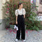 Jumpsuit Verano Elegante con Mangas Abullonadas y Piernas Anchas