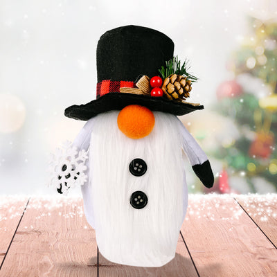 Adorno Navideño Muñeca Anciano Bosque con Gorro Tejido de Copo de Nieve - Image 21