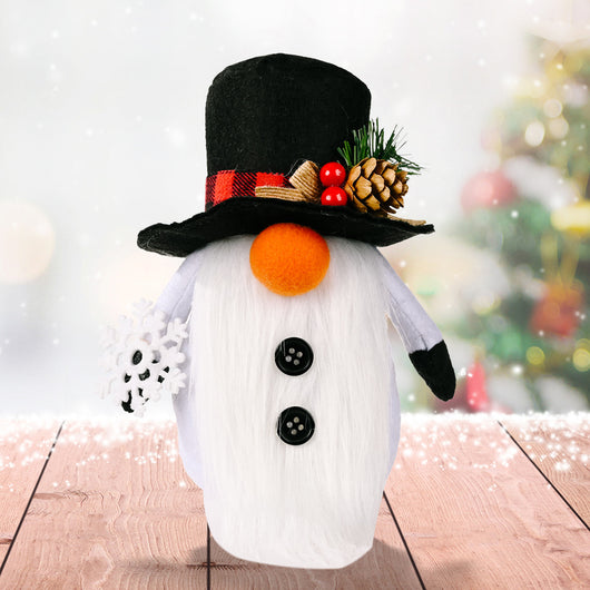 Adorno Navideño Muñeca Anciano Bosque con Gorro Tejido de Copo de Nieve - Image 21