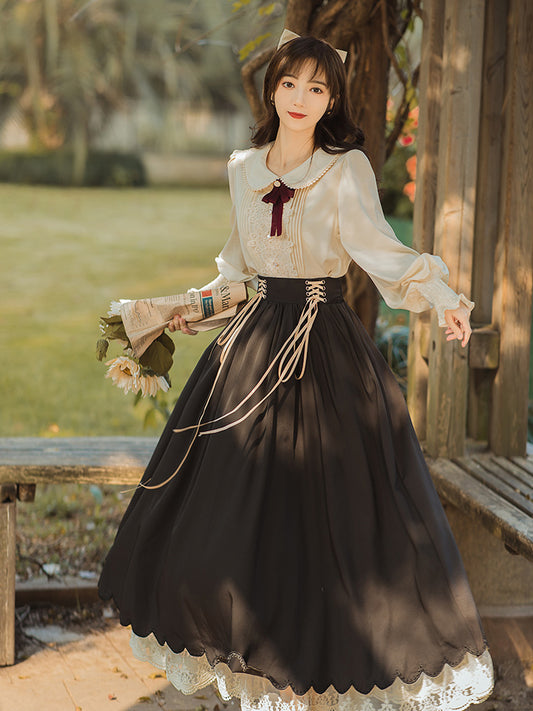 Conjunto de Vestido A con Cuello de Muñeca para Mujer