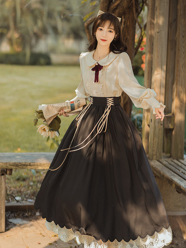 Conjunto de Vestido A con Cuello de Muñeca para Mujer