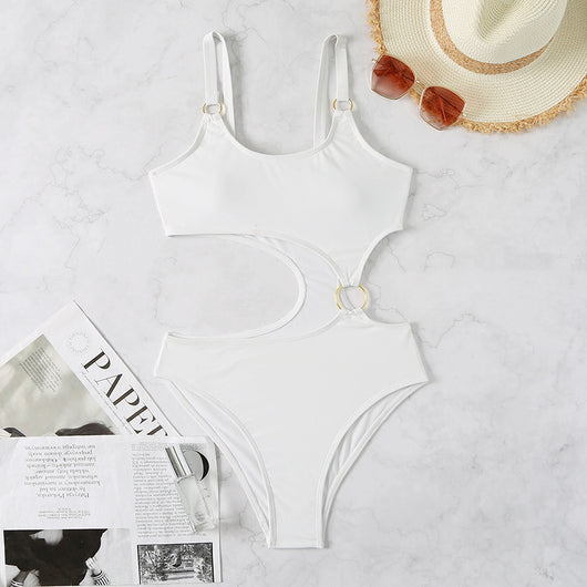 Traje de Baño Enterizo Blanco Liso - Estilo Europeo - Image 5