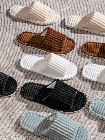 Pantuflas Cómodas de Rayas en Pana para Hombre - Image 11