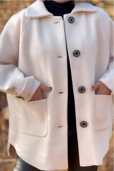 Cardigan Abrigo de Lana para Mujer Corte Holgado Solapas Clásicas - Image 7