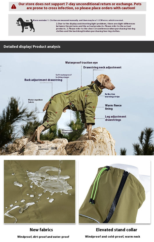Abrigo Impermeable para Perros Grandes con Cuello Alto y Protección Térmica - Image 10