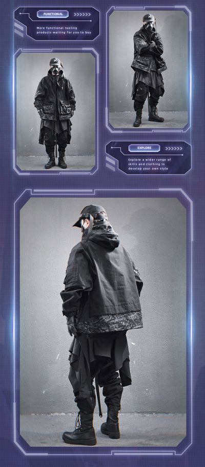 Chaqueta Impermeable con Capucha y Bolsillos Funcionales para Hombre - Image 8