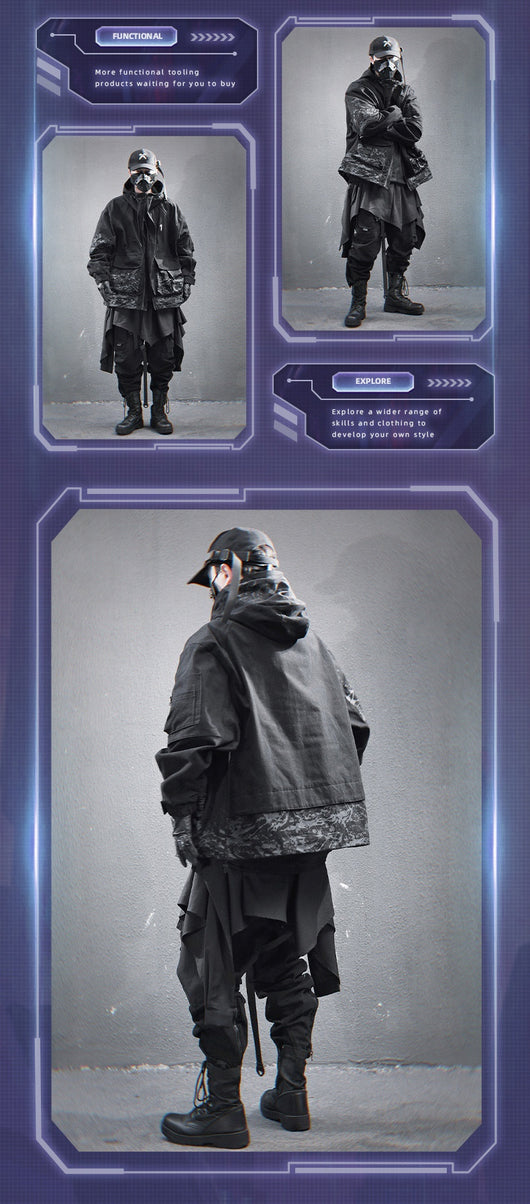 Chaqueta Impermeable con Capucha y Bolsillos Funcionales para Hombre - Image 8
