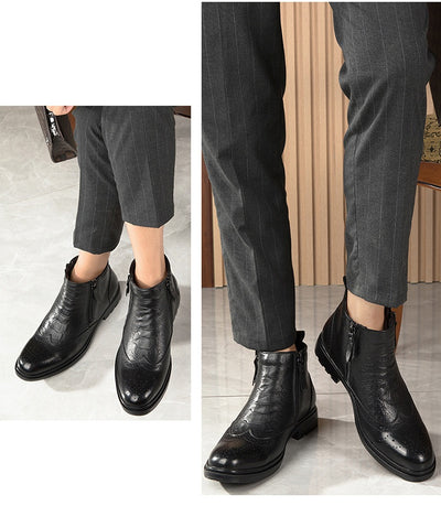 Botas Altas de Cuero con Aumento de Altura - Estilo Brogue Trendy Talla 46 - Image 20