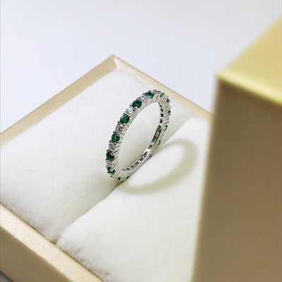 Anillo de Diamantes Eternidad Plata Ley 925 Redondo Completo - Image 11