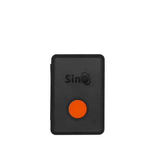 Sinotrack GPS tracker kit with black device, orange button, white charging cable, lanyard, pouch, and box. - Image 7
