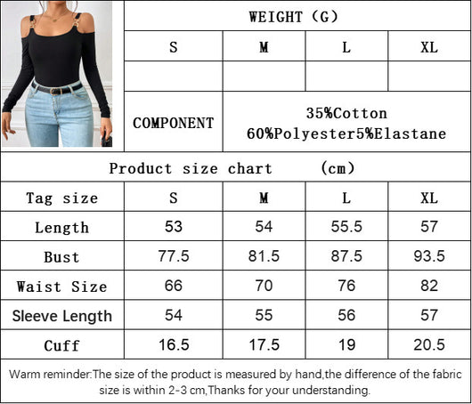 Blusa Sexy Tirantes Metálicos Hombro Descubierto Manga Larga - Image 8
