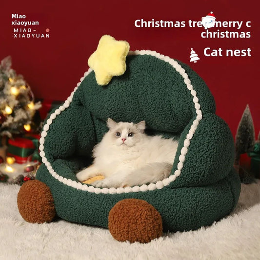 Nido Cálido para Gatos - Cama Desmontable y Lavable Todo Clima