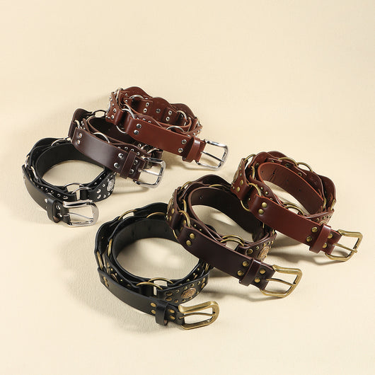 Cinturón Vintage Unisex con Hebilla de Metal Remachado - Estilo Punk Hip Hop - Image 11